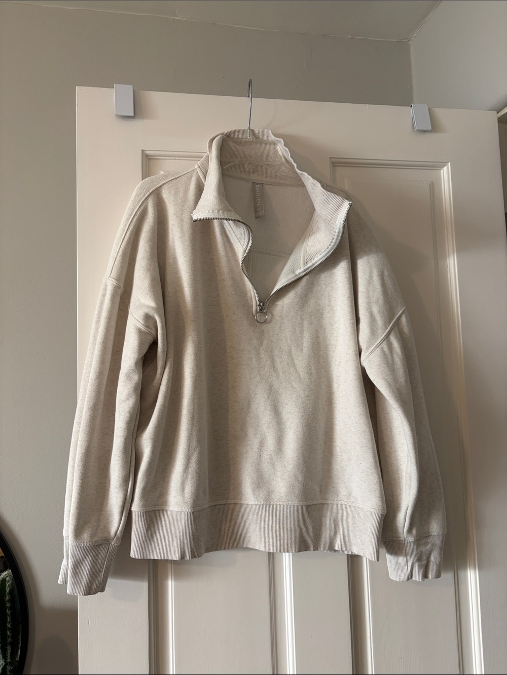 Athleta Light Taupe Quarter-Zip Pullover